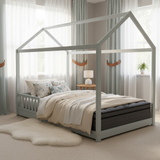 Topaz Bed & Mattress Package with 34cm Mattress House Design with Trundle - Grey Single